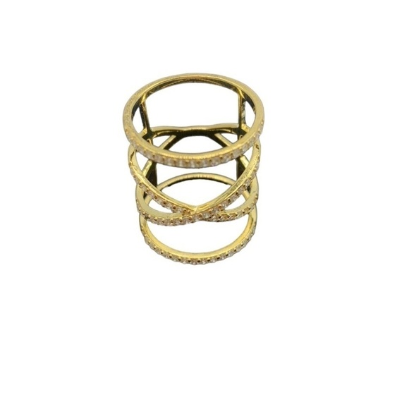 Jenna Hunter Gold Plated & Cubic Zirconia Stones Ring Size 6 New with ta… - Picture 1 of 4